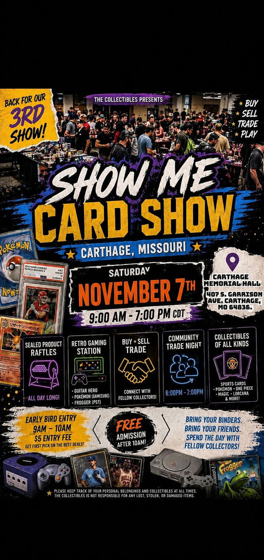 Show Me Card Show Vendor Registration (Carthage MO) November 7th